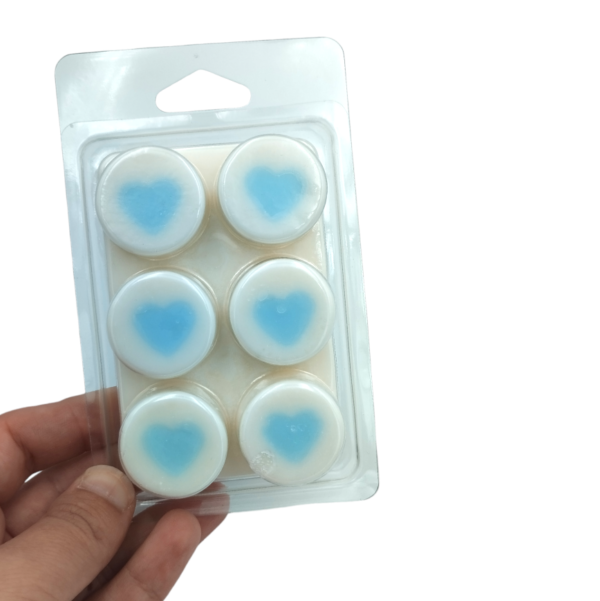 Αρωματικό κερί σε ταμπλέτα wax melt ocean 80gr. Σε στρογγυλές θήκες για εύκολη χρήση. Με 100% φυτικό κερί ελαιοκράμβης – καρύδας, γκλίτερ και με σχέδιο χρωματιστές καρδιές.  Από 100%  φυτικό κερί  έχουν εξαιρετική απόδοση αρώματος και διάχυση στο χώρο.