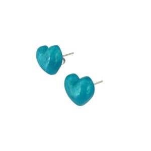 Χειροποίητα καρφωτά σκουλαρίκια καρδιάς από υγρό γυαλί - Image 3