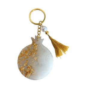 Μπρελόκ Ρόδι Λευκό με Χρυσές Λεπτομέρειες