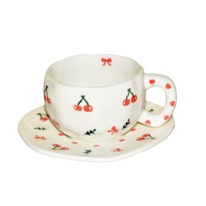 Κεραμικό Φλιτζάνι με Πιατάκι & κερασάκια 300 ml