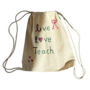 Χειροποίητο Πάνινο Backpack “Live Love Teach”
